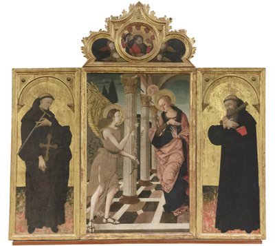 Annunciation between Saints Giovanni Gualberto and Benedetto, c.1500-05 by Nicola de Maestro Antonio
