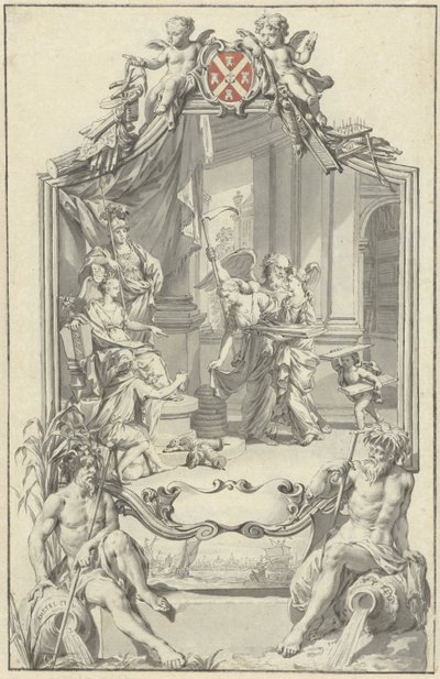 Allegory of the Silk Industry in Amsterdam with the Maiden of the City Receiving Bales of Silk by Nicolaas Verkolje