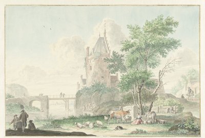 Summer Landscape with Figures and Cattle by Nicolaes Aartman