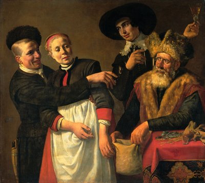 Mooy-Aal and her Suitors by Nicolaes Cornelisz (c.1592-1655) Moeyaert