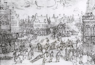 The Death of the Gunpowder Conspirators, 31st January 1606 (engraving) by Nicolaes Jansz (1586-1652) Visscher