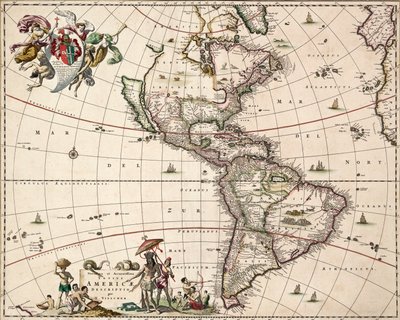 Chart of the Americas, c.1671 by Nicolaes Jansz (1586 1652) Visscher