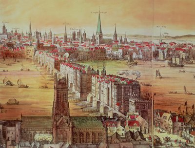 Old London Bridge (detail) by Nicolaes Jansz Visscher