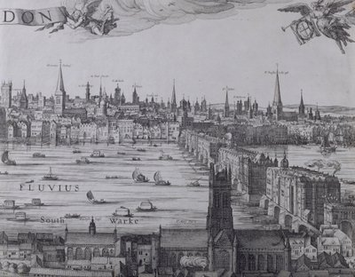 Panorama of London and the Thames, Part Three Showing Southwark, London Bridge and the Churches in the City, c.1600 by Nicolaes Jansz Visscher