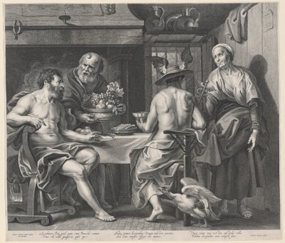 Jupiter and Mercury Entertained by Philemon and Baucis by Nicolaes Lauwers, after Jacob Jordaens