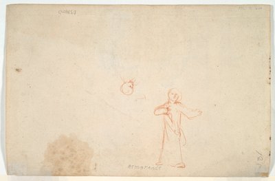 Abraham Entertaining the Angels (recto); Woman Standing and Study of a Head (verso) by Nicolaes Maes