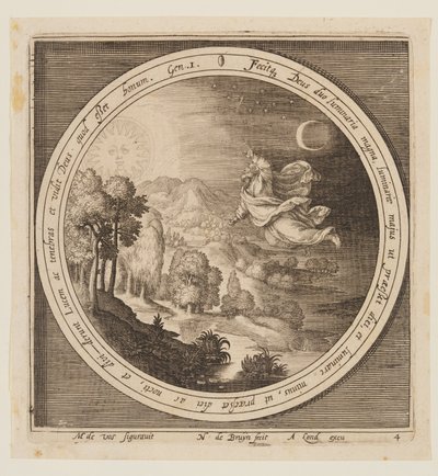Fourth Day: The Creation of the Sun, Moon, and Stars, from The Creation to the Expulsion from Paradise by Nicolaes de Bruyn