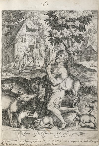 The Prodigal Son Among The Swine, Plate 5 from The Story of the Prodigal Son by Nicolaes de Bruyn