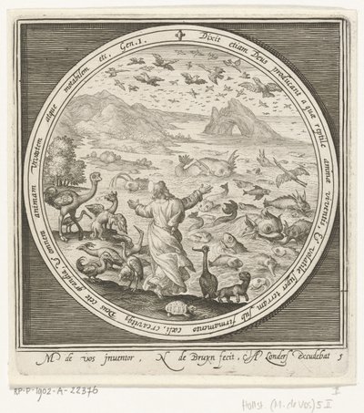 Fifth Day of Creation: God Creates Fish and Birds by Nicolaes de Bruyn