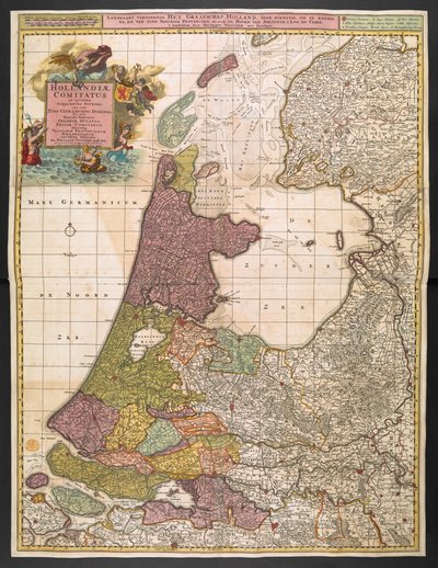 Map of Holland, Showing Settlements, Marshes, Woodlands, Hills, Roads, Rivers and Other Geographical Features, c.1710 by Nicolaes the Elder Visscher