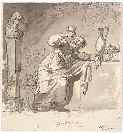 Anacreon Leaning Against a Table with a Raised Goblet by Nicolai Abildgaard