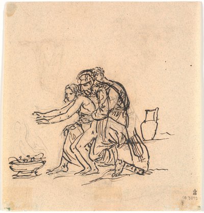 Anacreon and Amaryllis Warming Their Hands Over a Basin by Nicolai Abildgaard