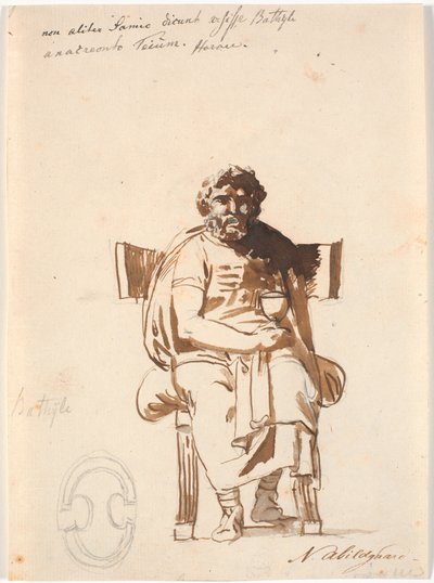 Batyllus, Actor in the Time of Augustus, Sitting in an Antique Chair, Facing Forward, with a Cup in Hand by Nicolai Abildgaard