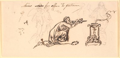 An Old Man Kneeling Before an Altar by Nicolai Abildgaard