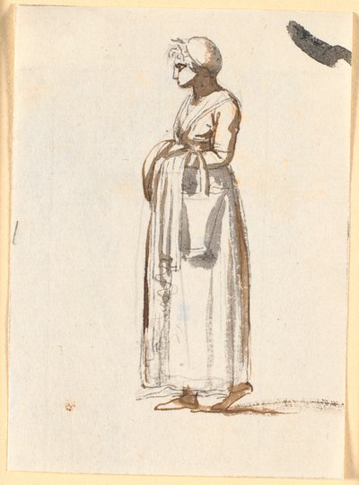 A Woman Walking to the Left with a Basket over Her Arm by Nicolai Abildgaard