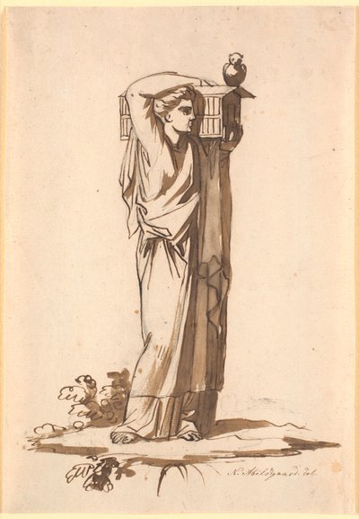 A Female Figure Carrying an Ark on Her Left Shoulder by Nicolai Abildgaard