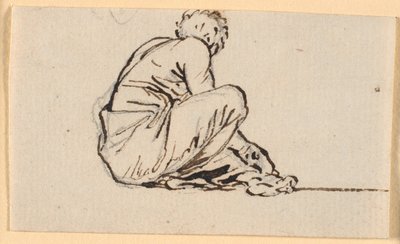 A Man Sitting on His Haunches, Seen from the Side by Nicolai Abildgaard