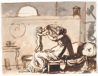 A Mother Playing with Her Child, Who is Rocking on Her Knee by Nicolai Abildgaard