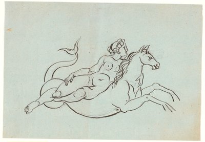 A Naked Woman Lying on a Seahorse by Nicolai Abildgaard