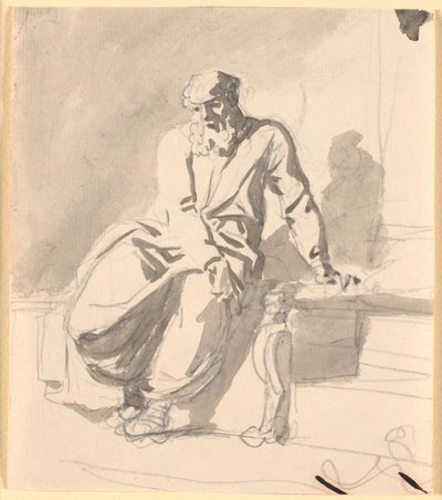 A Seated Antique Male Figure, Probably Anacreon by Nicolai Abildgaard