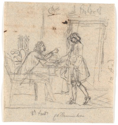 A Seated and a Standing Gentleman in Conversation by Nicolai Abildgaard