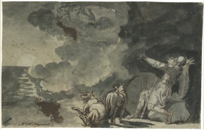 Fingal Sees the Spirits of His Ancestors by Moonlight. Scene from Ossian by Nicolai Abildgaard
