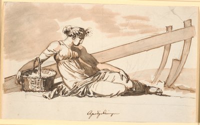 Resting Woman in Front of a Plow. Allegory of Agriculture by Nicolai Abildgaard