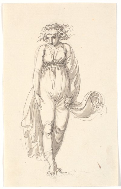 Female Figure Facing Forward, with Clothes Pressed as if by Wind by Nicolai Abildgaard