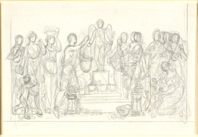 Offering to Amor. The Winged Amor on a Pedestal, Surrounded by Numerous Figures by Nicolai Abildgaard