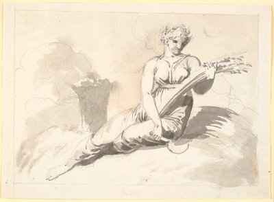 Summer, a Seated Woman with Sheaves and Sickle by Nicolai Abildgaard