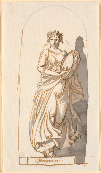Terpsichore, Muse of Dance, as a Statue in a Niche by Nicolai Abildgaard