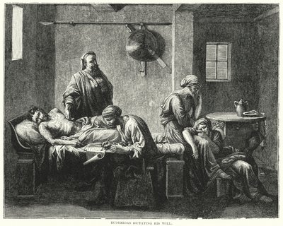 Eudemidas Dictating His Will (engraving) by Nicolas (after) Poussin