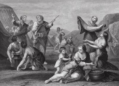 The Fall of Manna, Exodus, Ch 16, vs 14, 24 by Nicolas (after) Poussin