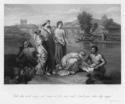 The Finding of Moses (engraving) by Nicolas (after) Poussin