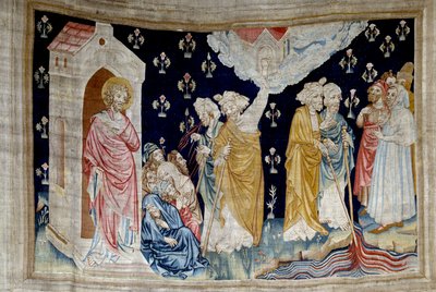 Hanging of Revelation (1373-1383), n. 28: the miracle. Faithful servants of God and prophets look at the river turned into blood. Tapestry by Nicolas Bataille (1330-1405) by Nicolas Bataille