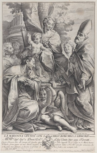 Virgin and Child with Saint Liborius and Carlo Borromeo by Nicolas Dorigny