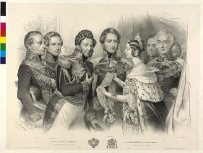 Queen Victoria of England Presents King Louis Philippe of France the Order of the Garter by Nicolas Eustache Maurin