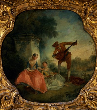 Music lesson with lute, by Nicolas Lancret, France by Nicolas Lancret