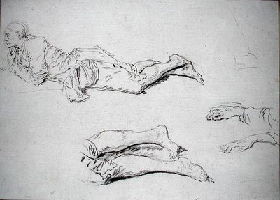Study of a man lying on the ground by Nicolas Lancret