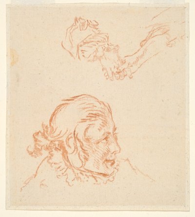 Two Studies: Portrait of an Actor and Study of Hands by Nicolas Lancret