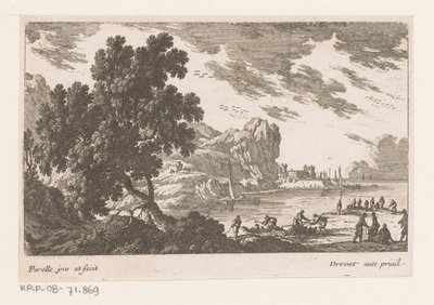 Coastal Scene with Dock Workers by Nicolas Perelle