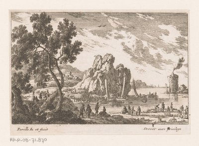 Coastal Landscape with Tower by Nicolas Perelle
