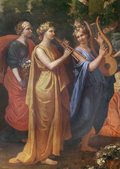 Hymenaios Disguised as a Woman During an Offering to Priapus (detail of the musicians) by Nicolas Poussin