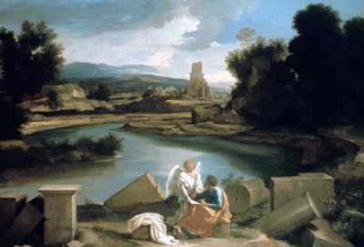 Landscape with St Matthew and the Angel by Nicolas Poussin