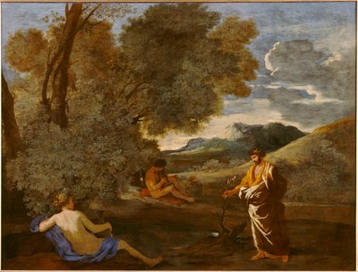 Midas Transforming an Oak Branch into Gold, formerly known as Numa Pompilius and the Nymph Egeria by Nicolas Poussin