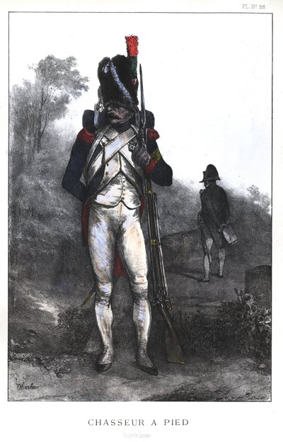 Napoleonic Wars, French Army, Foot Chasseur of the Imperial Guard in full dress, 1845 by Nicolas Toussaint Charlet