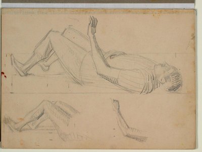 Study of Reclining Soldier for "The Resurrection of Christ", also Detail Studies of Legs and a Left Arm by Niels Larsen Stevns