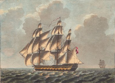 A Danish Line Ship Sailing Almost Downwind by Niels Truslew
