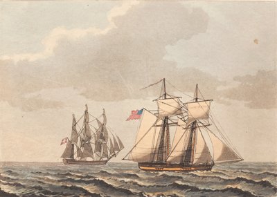 A Danish Ship and an American Schooner with Side Wind by Niels Truslew