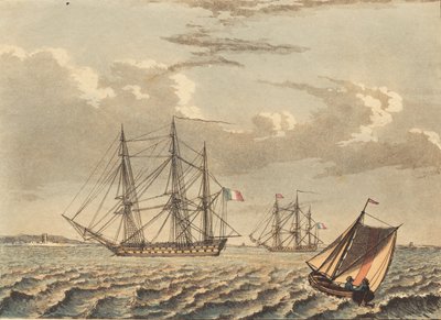 French Warships at Anchor, and a Boat Crossing by Niels Truslew